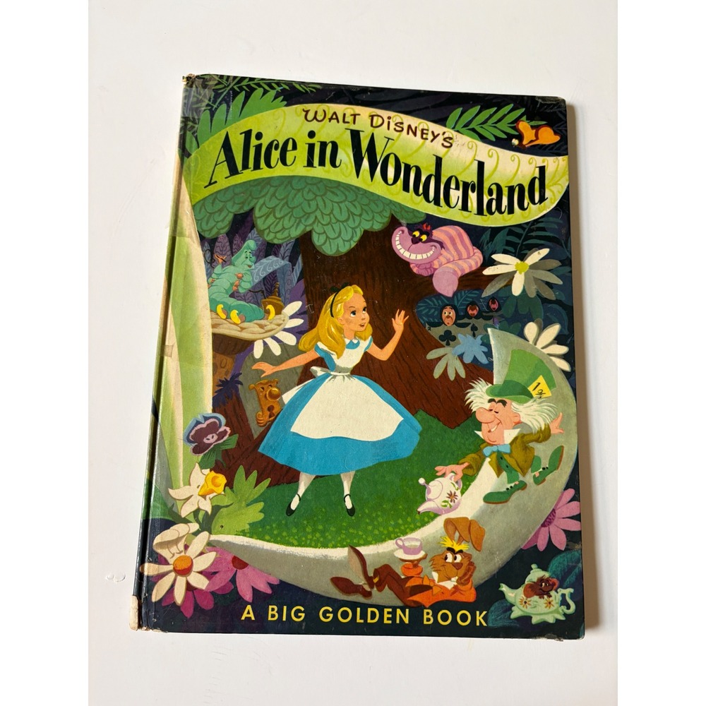 Vintage 1951 Walt Disney Alice in Wonderland Big Golden Book Hardcover 1420-B